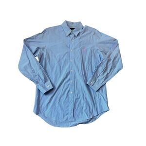 Polo Ralph Lauren Button Up Shirt Mens Large Blue Gingham Check Cotton Pony
